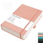 RETTACY Graph Paper Notebook A5 320 Pages Grid Notebook Thick Journal, 100gsm Thick Graph Paper, Leather Hardcover, Inner Pocket, for Office School Work Women Men14.5 x 21cm - Pink