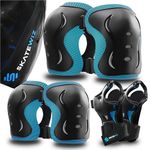 SKATEWIZ knee and elbow pads Skateboard pads - Skate Pads BLUE in M - elbow and knee pads kids for roller skates - skate guards knee and elbow pads for children - skate pads adult