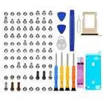 DARYCOM Repair Complete Screw Set 80 Pcs for iPhone 7 Plus 5.5" Repair Tool Kit 4 Screwdrivers Location Map 3 Tools Openers 1 Suction Cup Stickers for Battery & Screen Sim-tray and Sim Opener Gold