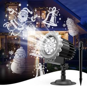 Christmas Outdoor Santa Snowflake Projector Light, Upgrade Holiday Indoor Projector Lights for Xmas Party Garden Yard Deco Landscape Decoration