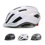 Bike Helmet Men Womens Cycle Helmets Adults LEPESFON with Visor Light Breathable Mountain Bike Helmet and Mens Road Bike Helmet Adjustable Bike Helmet Women 56-61cm (white)