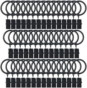 BOOMIBOO 44 Pack Curtain Rings with Clips, Drapery Clips with Rings, Hangers Drapes Rings, Drapery Rings 1 inch, Fits up to 5/8 inch Diameter Curtain Rod, for Hanging Drapes Bows Hat and So On