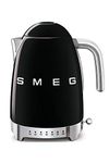 Smeg 1.7L Variable Temperature Electric Kettle 2400W, Original Italian Brand, Patented Smeg Color, Highest Food Grade Stainless Steel Body, Soft Lid Opening System, Luxury 50's Style (Black)