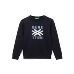 UNITED COLORS OF BENETTON Boy's Regular Fit Crew Neck Printed Sweatshirt (Size: 12-13 Years)-23A3J68C105RG13C Navy Blue