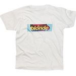 Frank Blond (Blonde) Hand Made T-Shirt With Minimalist Box Logo Print (S, White)