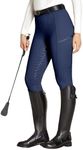 FitsT4 Sports Women's Full Seat Riding Tights with Zipper Pockets Horseback Riding Pants Equestrian Breeches for Women Blue XL