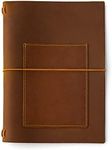 Pluma Paper Company Crazy Horse Leather A5 Traveler's Notebook Cover with Pocket A5 (A5, Light Brown)