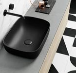 NEXIS Matte Table Top Wash Basin For Bathroom | Vessel Sink Counter Top Bathroom Sink | Over Counter Wash Basin For Resturent, Hotel (Matte Black, 18 x 13 x 5.5 Inch)