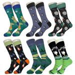 Golf Dress Fun Socks - 6 Pack Sock Bro Novelty Socks - Golf Ball, Golf Bag, Golf Tee, Golf Club, Golf Cart Colourful Socks