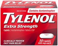 Tylenol Extra Strength Caplets for Headache, Migraine, Arthritis and Pain Relief, 500 mg Acetaminophen, 50 Caplets