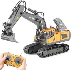 CHMYWJ RC Excavator Toy Remote Control Excavator USB Charging, 680 ° Rotation, Featuring Flashing Lights with Engine Sound Toy for Kids Christmas Birthday Gift