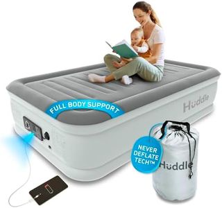 Huddle® Luxury Single Air Bed with Patented Dual Pump SlumberGuard™ Premium Technology | Inflatable Mattress with built-in pump | Comfortable Inflatable Mattress | Airbed in sizes Single, Double, King