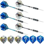 Darts Metal Tip Set Professional Darts with 6 Pack 22g,Rubber O-Rings 6,Aluminum Dart Shaft with 2 Colors,Standard Flights 12,1 Portable Dart Box…