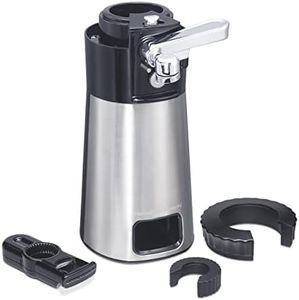 Hamilton Beach OpenStation Can Opener with Tools, Automatic Can Opener, Includes Multi-Tool and 2 Jar Openers, Black and Stainless Steel, 76382