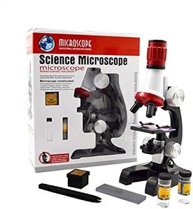 Jiusion Kid Microscope Science Kits, 100X 400X 1200X Trinocular Magnification Beginner Science Toy Home School Educational Science Biological Hand Held Camera Microscope with Slides for Kids Childen
