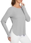 BALEAF Women's Long Sleeve Shirt UPF50+ Workout Tops Rash Guard T Shirts Sun Protection Quick Dry Workout Hiking Outdoor Grey S