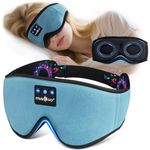 MUSICOZY Sleep Mask Headphones for Side Sleepers, Comfortable 3D Eye Mask 100% Blackout, No Eye Pressure, Breathable, Built-in Bluetooth Headphones, 14H Playtime for All-Night Sleep