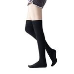 Verdancy Yoga Pilates Thigh High Socks with Grips for Women Non Slip Fleece Cushioned Over Knee Socks for Barre Ballet (Black)