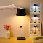 LIXADA Cordless Table Lamp Touch LED Stepless 3 Colors Lamp Bedroom Eye Care Rechargeable Desk Lamp Bedside Lamp Touchable Ambient Night Light for Couple Dinner Restaurant Bedroom