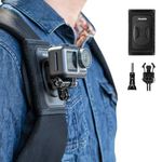 TELESIN Backpack Shoulder Strap Mount for Camera, Adjustable Shoulder Pad and Velcro Strap Mounting System for GoPro Hero/Insta360/Osmo Action Camera