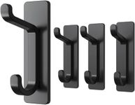 Self Adhesive Hooks for Hanging, Waterproof Towel Hook for Bathroom, Black Wall Hanger for Shower, Coat, Door, Robe, Sticky and Heavy Duty, 4-Pack