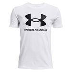 Under Armour Boys' Sportstyle Logo Short-Sleeve T-Shirt , White (100)/Black , Youth X-Small