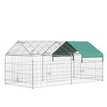 PawHut 86.5" L Metal Chicken Playpen, Small Animal Cage, Pet Playpen Yard Fence for Rabbits, Chinchillas with Roof for Indoor & Outdoor, 40.5" H, Green