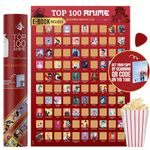 Me Time Joy Top 100 Anime Scratch Off Poster - Anime Stocking Stuffer - With Scratching Tool – 100 Anime Bucket List Series