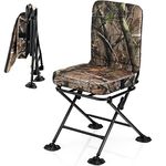 Tangkula Hunting Chair, 360 Degree Swivel Hunting Blind Chair with Padded Cushion, Adjustable Foot Pads, Camouflage Portable Folding Hunting Chairs for Blinds, Fishing, Camping