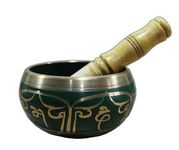 eSplanade - 5 inches - Singing Bowl Tibetan Buddhist Prayer Instrument With Striker Stick | OM Bell | OM Bowl | Meditation Bowl | Music Therapy (green)