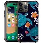 Goodsprout Compatible with iPhone 13 Case,Turtle and Flowers Amazing Pattern Design Shockproof Anti-Scratch Hard PC Back Case for iPhone 13