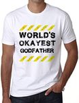 One in the City Men's Graphic T-Shirt Worlds Okayest Godfather Eco-Friendly Limited Edition Short Sleeve Tee-Shirt Vintage Birthday Gift Novelty White 5XL