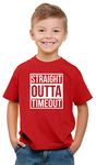 Witty Fashions Straight Outta Timeout - Funny Trouble Maker - Birthday Present - Kids T-Shirt (Red, 2)