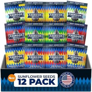 Chinook Seedery Roasted Jumbo Sunflower Seeds - Keto Snacks, Gluten-Free, Non-GMO, 8 Flavor Variety Pack 4 oz (12-Pack)
