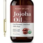 PLANT OF LIFE Organic Jojoba Oil | Cold-Pressed | Unrefined | 100% Pure | Skin, Hair, DIY | 4oz (120ml)