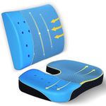 Grin Health Ultimate Comfy Seat Cushion & Lumbar Backrest Cushion Combo, Relieves Back Pain, Pressure Relief for Long Sitting on Office/Home Chair, Car