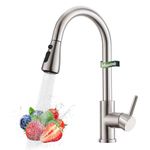 VFAUOSIT Kitchen Faucets, Kitchen Sink Faucet with Pull Down Sprayer Brushed Nickel Stainless Steel Modern High Arc Single Handle Single Hole Pull Out Kitchen Faucet for Bar Laundry RV Utility Sink