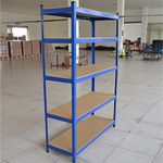 Panana Warehouse 5 Tier Racking Shelf Heavy Duty Steel Garage Shelving Unit Garden Shed Shelving (Blue, 150x70x30cm)