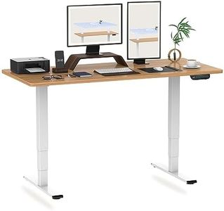 FLEXISPOT E5 160x80cm Electric Standing Desk Dual Motors 3 Stage Height Adjustable Desk One Piece Desktop FSC Certification Sit Stand Desk Stand Up Desk with Memory Smart Pannel(White Frame+Maple Top)