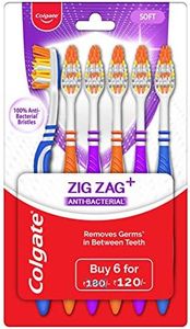 Colgate ZigZag Anti-Bacterial manual Toothbrush for adults - Soft (Multicolor,Pack of 6)