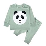 Real Basics Cotton Fleece Pajama Set For Boys & Girls - Unisex Winter Clothing Sets Full Sleeve T-Shirt & Pant (Grnpan_2-3 Years), Green