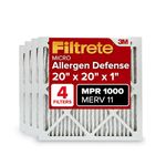 Filtrete Micro Allergen Defense AC Furnace Air Filter, MPR 1000, 20 x 20 x 1-Inches, 4-Pack