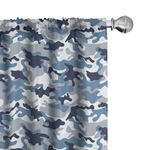 Ambesonne Camouflage Window Curtains, Illustration Abstract Soft Colors Pattern Surreal Shapes Design Art, Lightweight Decor 2-Panel Set with Rod Pocket, Pair of - 28" x 63", Blue Indigo