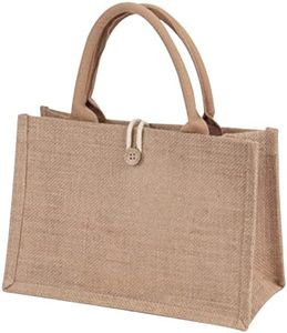 Cdemiy Bolsa portátil de Yute Natural, Bolsa de la Compra de Yute, Bolsa de arpillera portátil Reutilizable Grande con Forro Impermeable, para Almacenamiento de artículos Diversos, Compras, Bricolaje