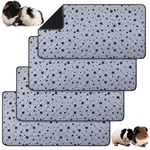 4 Pieces Guinea Pig Cage Liners Guinea Pig Fleece Bedding Absorbent Guinea Pig Accessories Reusable Washable Guinea Pig Pee Pad Non Slip Guinea Pig Mats for Cages with Patterns (24 x 47 Inch)