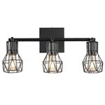 BANGANMA 3 Light Wall Sconces Lighting with Wire Cage, Retro Industrial Bathroom Vanity Light Fixtures Over Mirror,Black Wall Lights for Bathroom Living Room Bedroom Hallway Kitchen