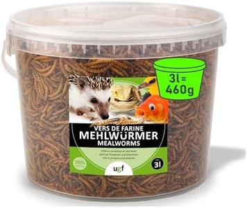 UGF - Premium Mealworm secchio da 3 litri - 460g, snack per insetti criceti, ricci, roditori, lucertole, tartarughe - cibo universale