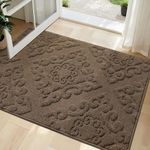 COSY HOMEER 80x120 cm Nonslip Indoor Doormat, Absorbent Dirt Trapper Floor Mat for Front Back Door Entrance, Low Profile Door Entrance Welcome Rug, Brown