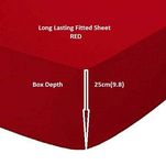 Queens Land Home Easycare & Long Lasting Pollycotton Small Double 4FT Fitted Sheet (Red)