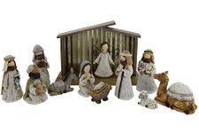 burton+BURTON 12 Piece Nativity Set, A King is Born Scene - Premium Rustic Nativity Set Includes 11 Resin Figurines Including Baby Jesus, Mary and Joseph - Ideal for Christmas Decor